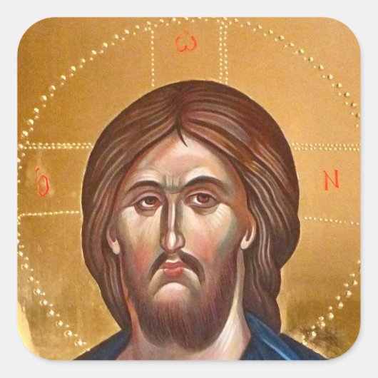 Jesus Christ Pantocrator Painting Quadratischer Aufkleber (Vorderseite)