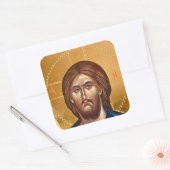 Jesus Christ Pantocrator Painting Quadratischer Aufkleber (Umschlag)