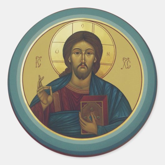 Jesus Christ Pantocrator Runder Aufkleber (Vorderseite)