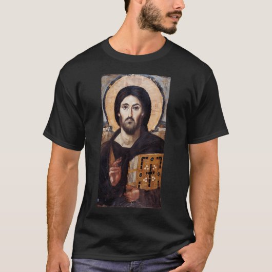 Jesus Christ Pantocrator Sinai Orthodox Christlich T-Shirt (Vorderseite)