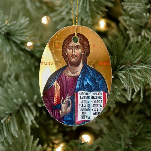 Jesus-Christ-Pantokrator-Gemälde Keramik Ornament (Baum)