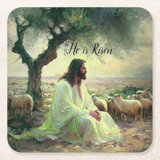 Jesus Christ Religious Easter Catholic  Rechteckiger Pappuntersetzer (Vorderseite)