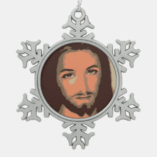 JESUS CHRIST SCHNEEFLOCKEN Zinn-Ornament