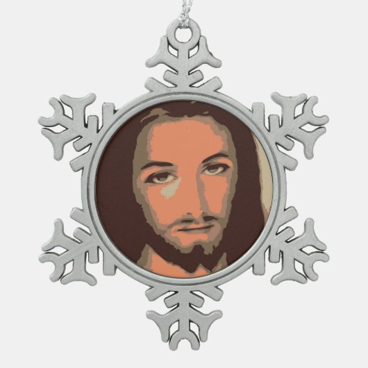 JESUS CHRIST SCHNEEFLOCKEN Zinn-Ornament (Vorderseite)