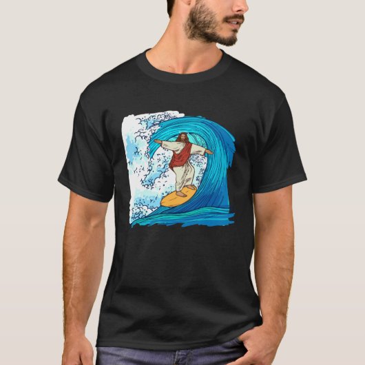 Jesus Christ Surfing Summer Surfer Surfboard T-Shirt (Vorderseite)
