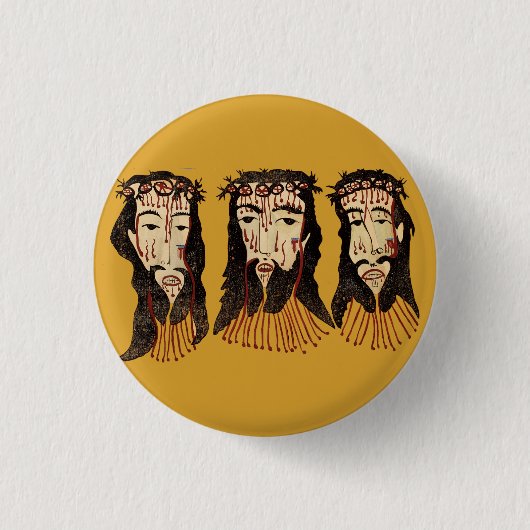 Jesus Christ Thorn Crown Folk Art Malerei Button (Vorderseite)