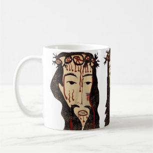 Jesus Christ Thorn Crown Folk Art Malerei Kaffeetasse