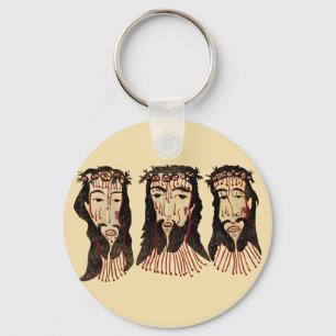 Jesus Christ Thorn Crown Folk Art Malerei Schlüsselanhänger