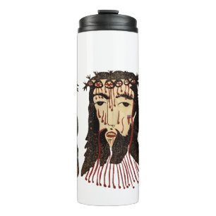 Jesus Christ Thorn Crown Folk Art Malerei Thermosbecher