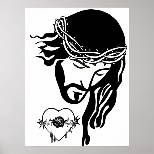 Jesus Christ Thorns Blutung Herzkunst Poster (Vorne)