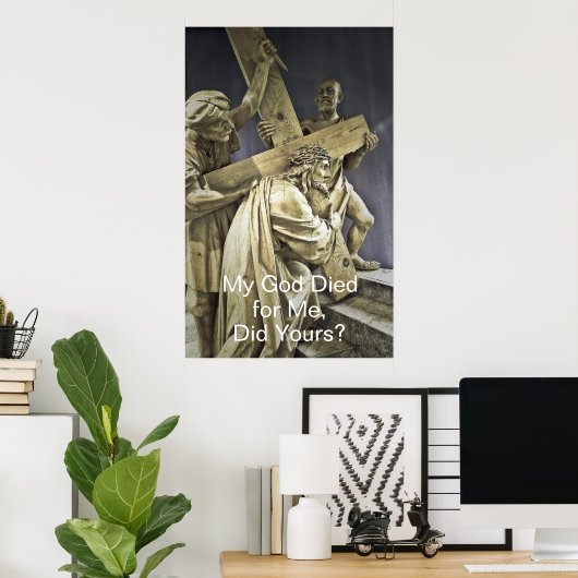 Jesus Christ trägt Cross Poster (Heimbüro)