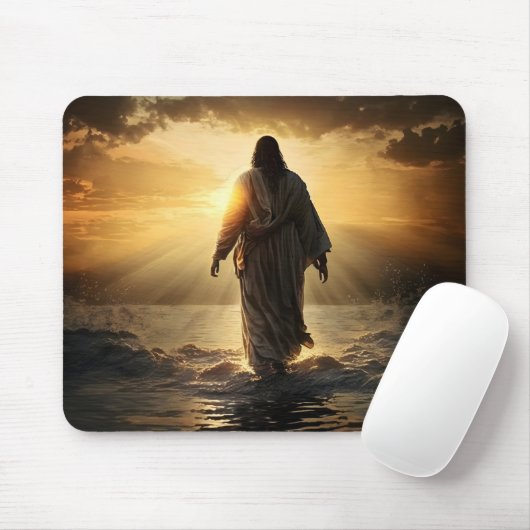 Jesus Christ Walking auf Wasser, Christlich #8 Mousepad (Mit Mouse)