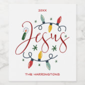 Jesus Christian Christmas Lights Custom Religious Weinetikett (Einzelnes Label)