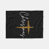 Jesus Christian Cross Merry Christmas Pajamas Fami Fleecedecke (Vorderseite (Horizontal))
