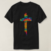 Jesus Christian Cross Tie Dye Rainbow Religious Bi T-Shirt (Design vorne)
