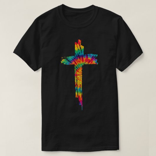 Jesus Christian Cross Tie Dye Rainbow Religious Bi T-Shirt (Design vorne)