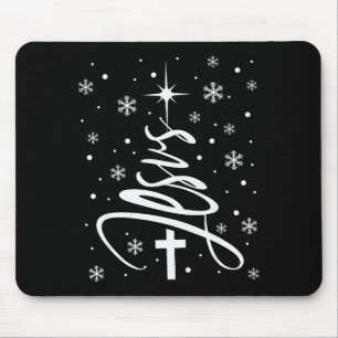 Jesus Christlicher Xmas Baum Schneeflocke Feiertag Mousepad