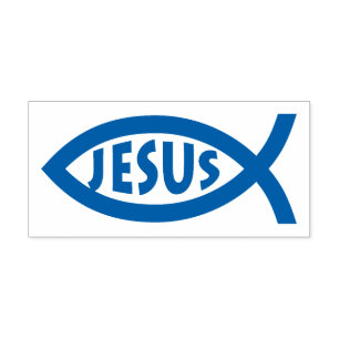 Jesus   Christliches Fischsymbol Permastempel