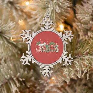 Jesus Christliches Religiöses Sprichwort Glaube Bi Schneeflocken Zinn-Ornament