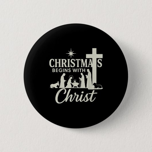 Jesus Christmas Begins With Christ Pjs Pajamas Tod Button (Vorderseite)