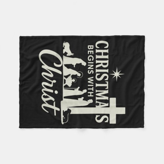 Jesus Christmas Begins With Christ Pjs Pajamas Tod Fleecedecke (Vorderseite (Horizontal))
