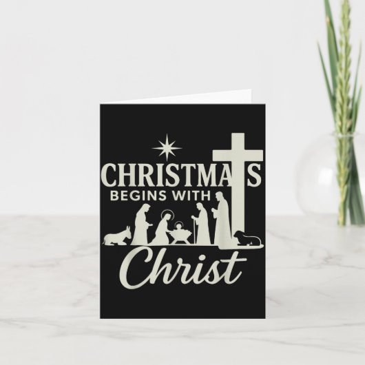 Jesus Christmas Begins With Christ Pjs Pajamas Tod Karte (Vorderseite)