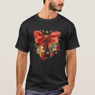 Jesus Christmas Coquette Bow Rote Krippe Szene Ch T-Shirt