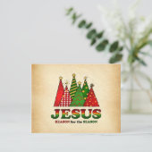 Jesus Christmas Trees Feiertagskarte (Stehend Vorderseite)