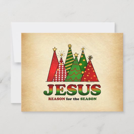 Jesus Christmas Trees Feiertagskarte (Vorderseite)