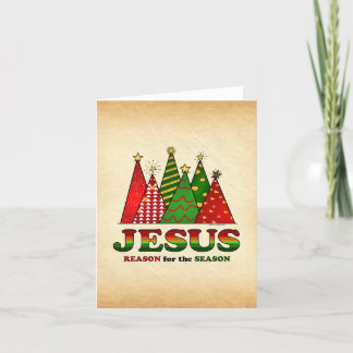 Jesus Christmas Trees Feiertagskarte