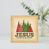 Jesus Christmas Trees Feiertagskarte (Stehend Vorderseite)