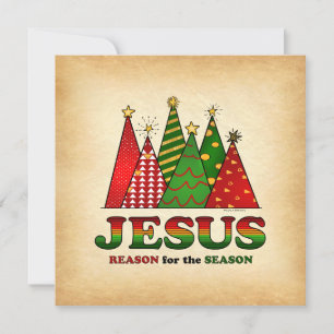 Jesus Christmas Trees Feiertagskarte