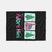 Jesus Christmas Xmas Tree Preppy Oh Come Let Us Ad Fleecedecke (Vorderseite (Horizontal))
