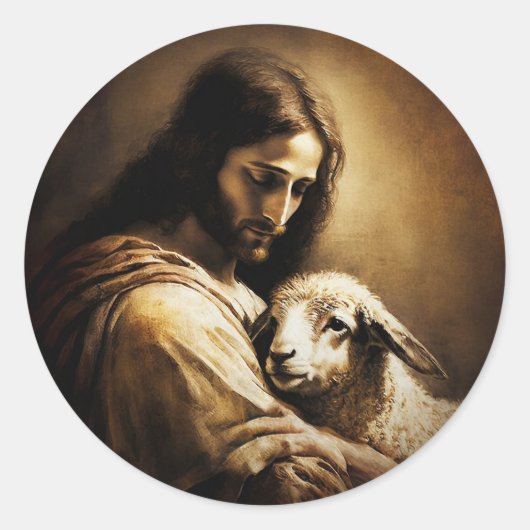 Jesus Christus als das Lamm Gottes Runder Aufkleber (Vorderseite)