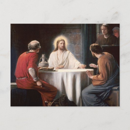 Jesus Christus am Abendmahl im Emmaus von Carl Blo Postkarte (Vorderseite)