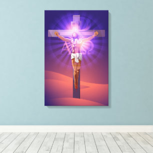 Jesus Christus am Kreuz   Alpha & Omega Leinwanddruck