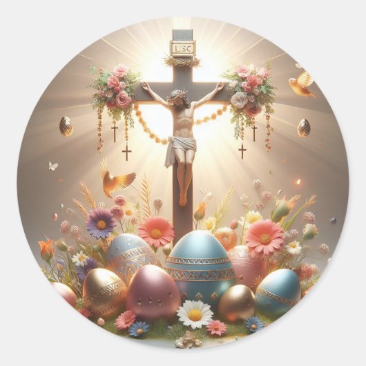 Jesus Christus am Kreuz Runder Aufkleber (Vorderseite)