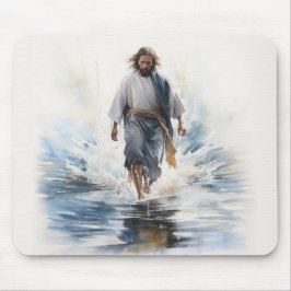 Jesus Christus auf dem Wasser laufen, Christlich # Mousepad