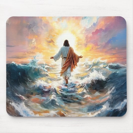 Jesus Christus auf dem Wasser laufen, Christlich # Mousepad (Vorne)