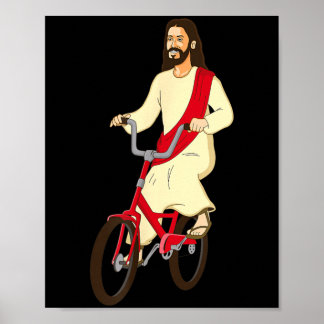 Jesus Christus auf einem Fahrrad Lustiger Christli Poster