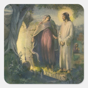 Jesus Christus auferstanden von dem Grab von ML Gr Quadratischer Aufkleber