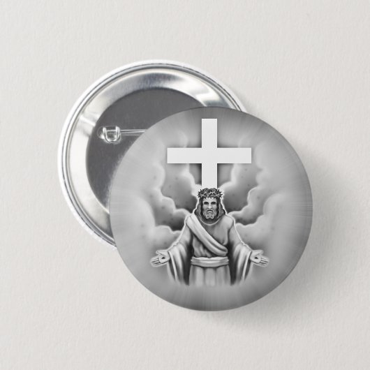 Jesus Christus-Auferstehungs-Kreuz-Entwurf Button (Vorne & Hinten)