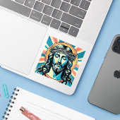 Jesus Christus Aufkleber (Laptop mit iPhone)