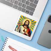 Jesus Christus Aufkleber (Laptop mit iPhone)