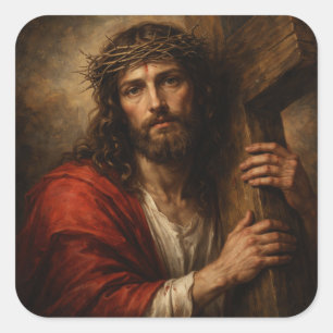 Jesus Christus (Aufkleber) Quadratischer Aufkleber