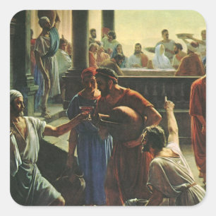 Jesus Christus bei der Hochzeit zu Kana, Wasser in Quadratischer Aufkleber