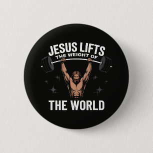 Jesus Christus beim Kreuzheben Button