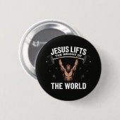 Jesus Christus beim Kreuzheben Button (Vorne & Hinten)