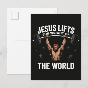 Jesus Christus beim Kreuzheben Feiertagspostkarte