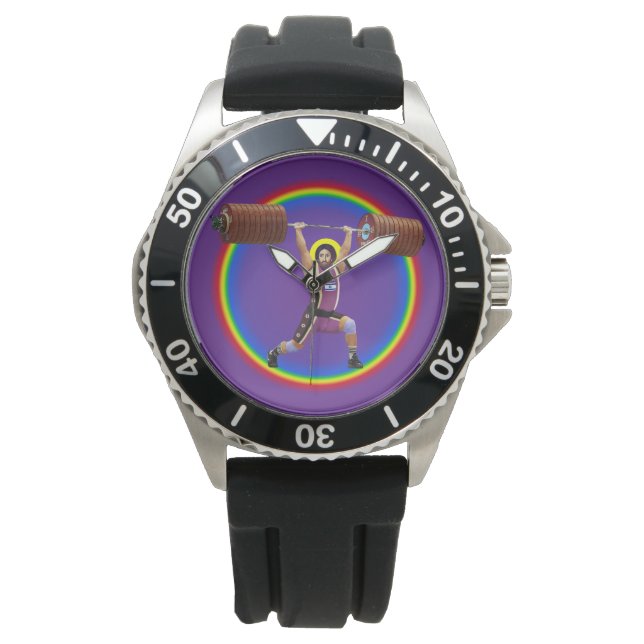 Jesus Christus beim Umsetzen und Stoßen Armbanduhr (Vorderseite)